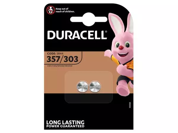 Een Batterij Duracell knoopcel 2x357/303 zilver oxide Ø11,6mm 2 stuks koop je bij EconOffice