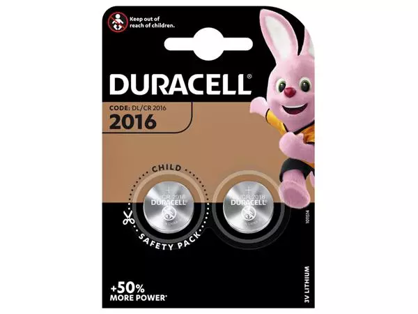 Een Batterij Duracell knoopcel 2xCR2016 lithium Ø20mm 3V-90mAh koop je bij EconOffice