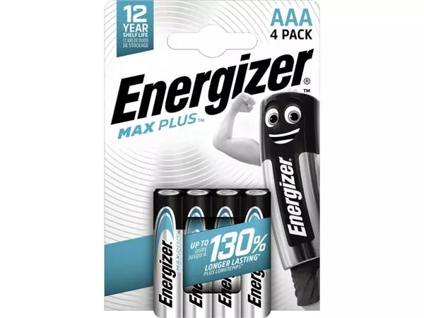 Een Batterij Energizer Max Plus 4xAAA alkaline koop je bij EconOffice