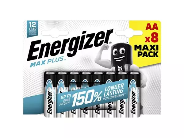 Een Batterij Energizer Max Plus 8xAA alkaline koop je bij Kantoorvakhandel van der Heijde