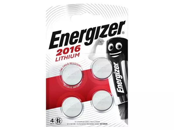 Een Batterij Energizer knoopcel 4xCR2016 lithium koop je bij Van Leeuwen Boeken- en kantoorartikelen