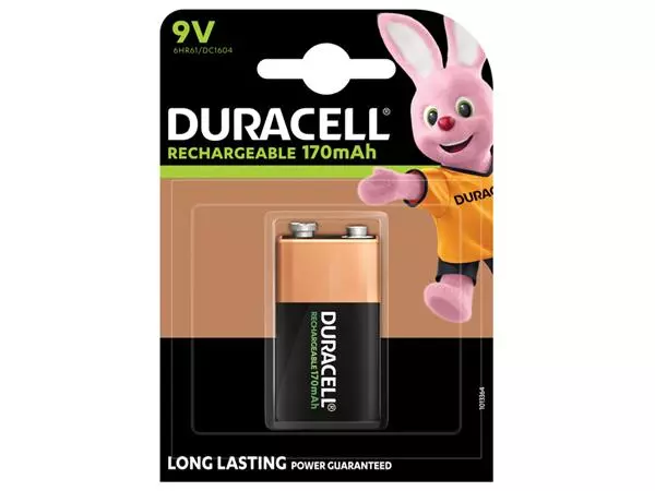 Een Batterij oplaadbaar Duracell 1x9Volt 170mAh Plus koop je bij Totaal Kantoor Goeree