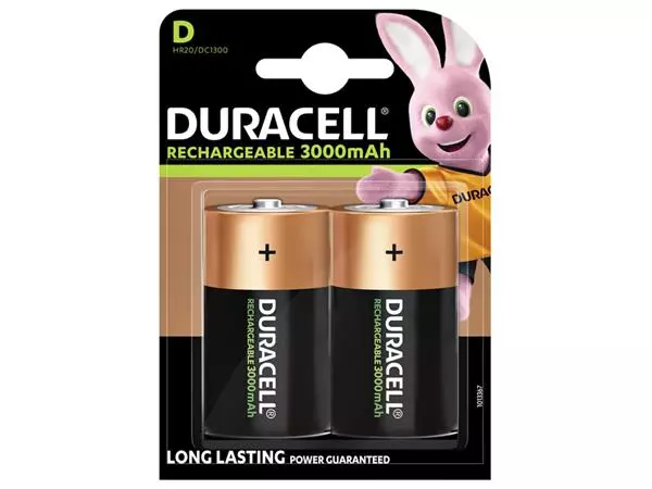 Een Batterij oplaadbaar Duracell 2xD 3000mAh Plus koop je bij KantoorProfi België BV