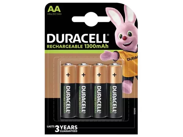 Een Batterij oplaadbaar Duracell 4xAA 1300mAh Plus koop je bij KantoorProfi België BV