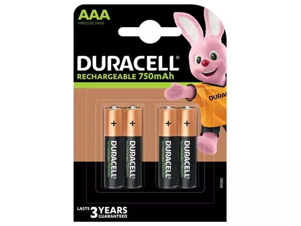 Een Batterij oplaadbaar Duracell 4xAAA 750mAh Plus koop je bij Goedkope Kantoorbenodigdheden