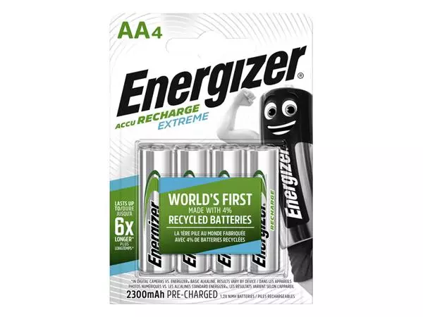 Een Batterij oplaadbaar Energizer 4xAA 2300mAh koop je bij EconOffice