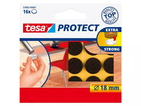 Een Beschermvilt tesa® Protect anti-kras Ø18mm bruin 12 stuks koop je bij KantoorProfi België BV