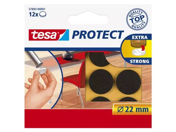 Een Beschermvilt tesa® Protect anti-kras Ø22mm bruin 12 stuks koop je bij KantoorProfi België BV