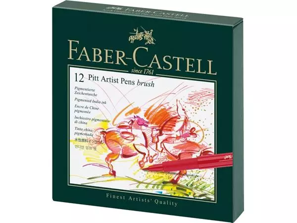 Een Brushstift Faber-Castell Pitt Artist assorti set à 12 stuks koop je bij Goedkope Kantoorbenodigdheden