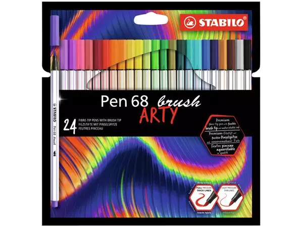 Een Brushstift STABILO Pen 568/24 Arty assorti set à 24 stuks koop je bij Van Leeuwen Boeken- en kantoorartikelen