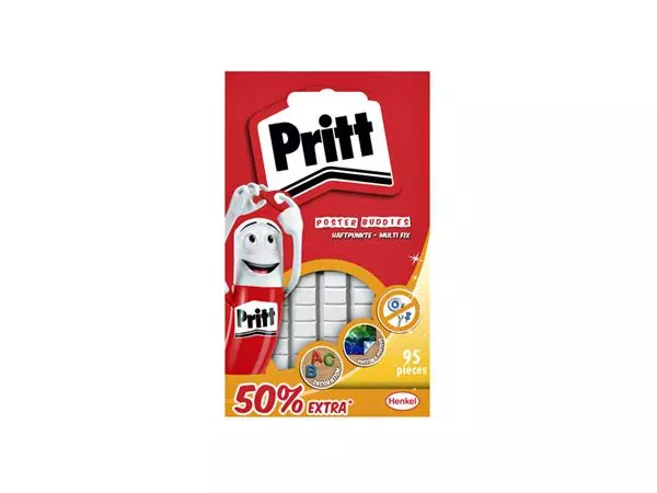 Een Buddies Pritt dubbelzijdige kleefpad poster blister à 95 stuks 50% gratis koop je bij KantoorProfi België BV