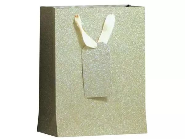 Een Cadeautas IG Group Goud glitter 175x98x229mm koop je bij Tonerinktshop