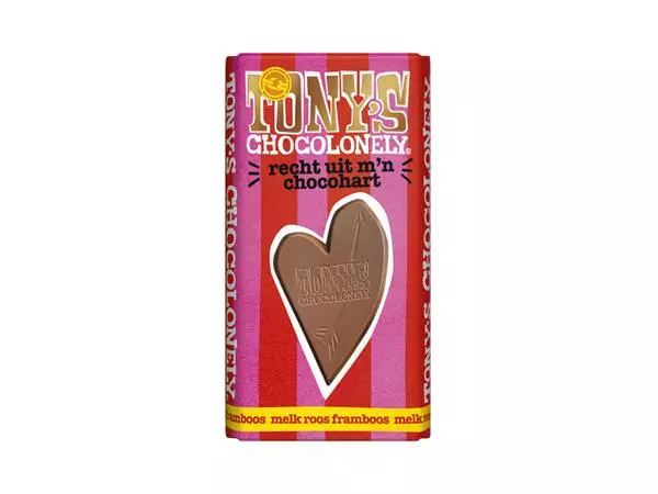 Een Chocolade Tony's' Chocolonely recht uit mijn chocohart reep 180gr koop je bij EconOffice