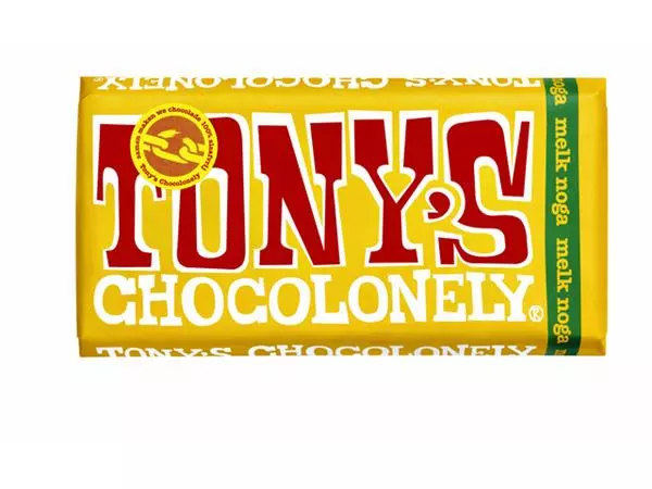 Een Chocolade Tony's Chocolonely melk noga reep 180gr koop je bij MV Kantoortechniek B.V.