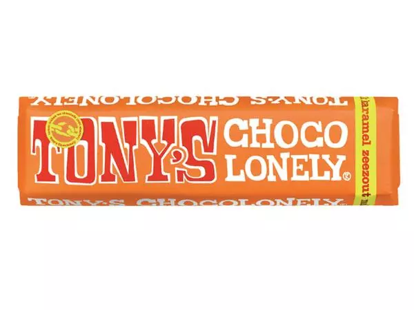 Een Chocolade Tony's Chocolonely karamel zeezout reep 47gr koop je bij Van Leeuwen Boeken- en kantoorartikelen
