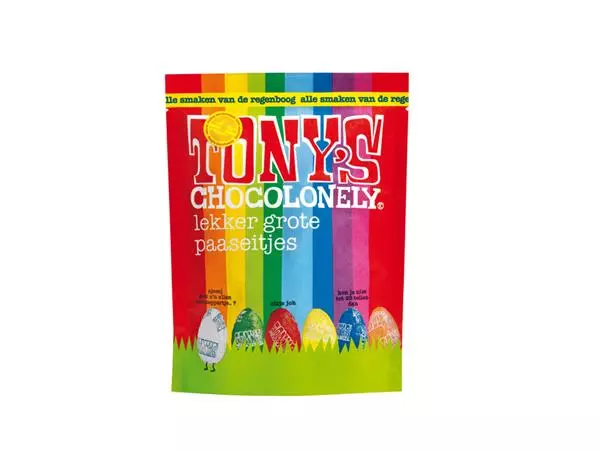 Een Chocolade Tony's paaseitjes pouch zak à 20 stuks assorti koop je bij Goedkope Kantoorbenodigdheden