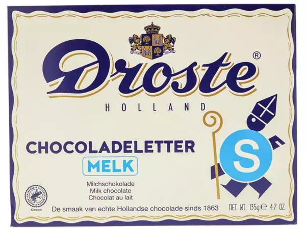 Chocoladeletter Droste melk "S" 135gr