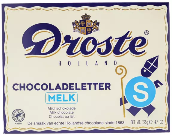 Chocoladeletter Droste melk "S" 135gr