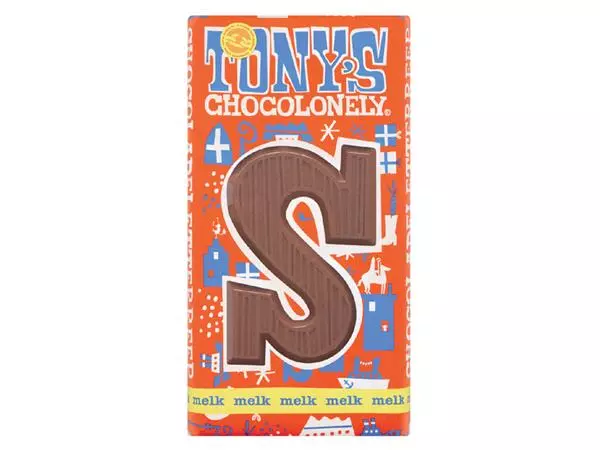 Een Chocoladeletter Tony's Chocolonely melk S 180gr koop je bij Ziffo Kantoorcentrum BV