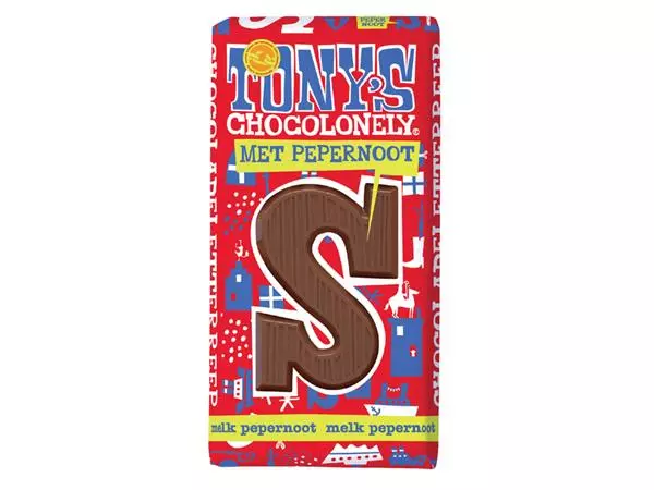 Een Chocoladeletter Tony's Chocolonely melk pepernoot S 180gr koop je bij Ziffo Kantoorcentrum BV