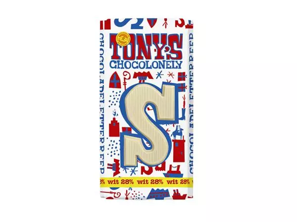 Een Chocoladeletter Tony's Chocolonely wit S 180gr koop je bij Tonerinktshop