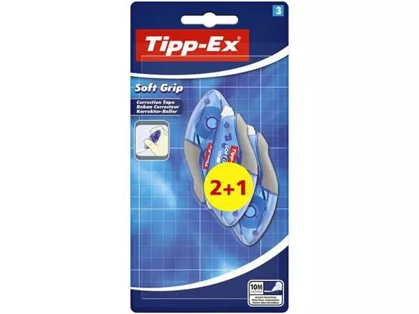 Correctieroller Tipp-ex soft grip 4.2mmx10m blister 2+1 gratis
