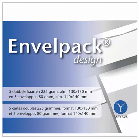 Dubbele kaart Papyrus Envelpack Design vierkant 140x140mm wit 894446 set van 5