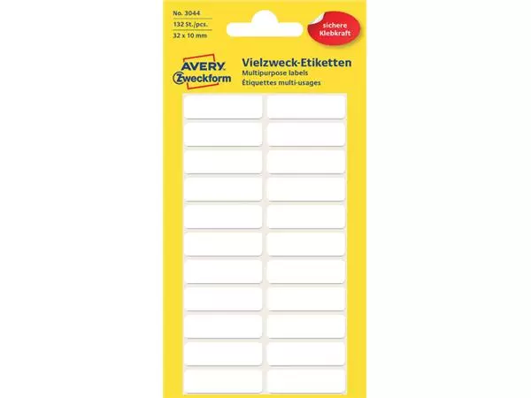 Een Etiket Avery Zweckform 3044 32x10mm wit 132stuks koop je bij QuickOffice BV