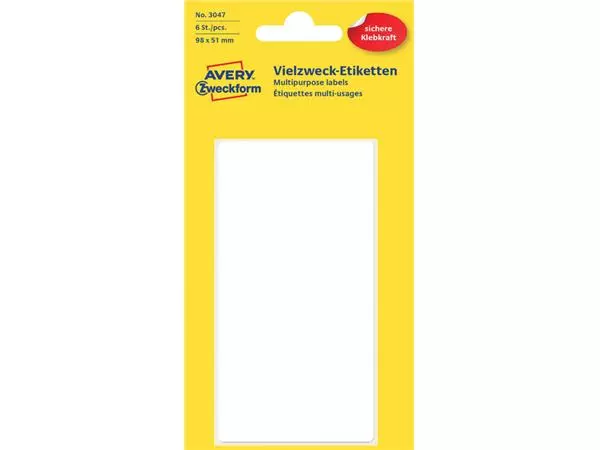 Etiket Avery Zweckform 3047 98x51mm wit 6stuks