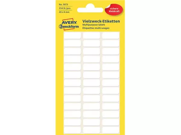 Etiket Avery Zweckform 3073 20x8mm wit 234stuks