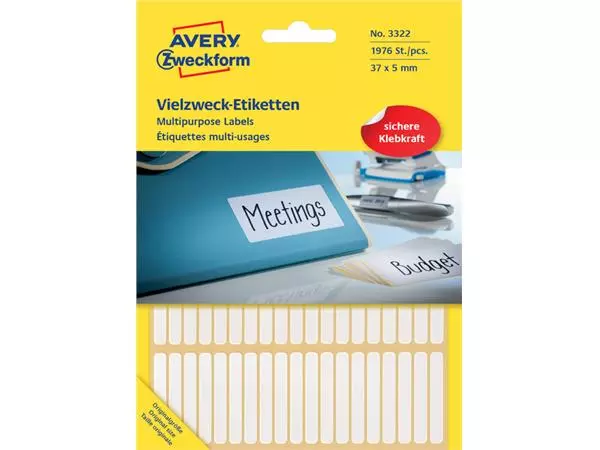 Een Etiket Avery Zweckform 3322 37x5mm wit 1976stuks koop je bij Goedkope Kantoorbenodigdheden