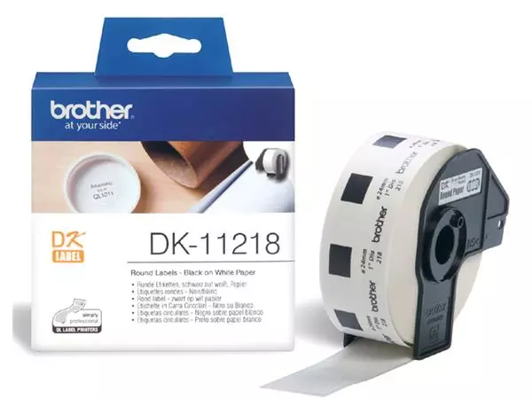 Een Etiket Brother DK-11218 24mm rond 1000stuks koop je bij Van Leeuwen Boeken- en kantoorartikelen