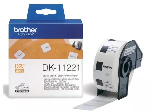 Een Etiket Brother DK-11221 23x23Mm 1000stuks koop je bij Van Leeuwen Boeken- en kantoorartikelen