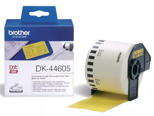 Een Etiket Brother DK-44605 62mm thermisch 30-meter geel papier koop je bij Van Leeuwen Boeken- en kantoorartikelen