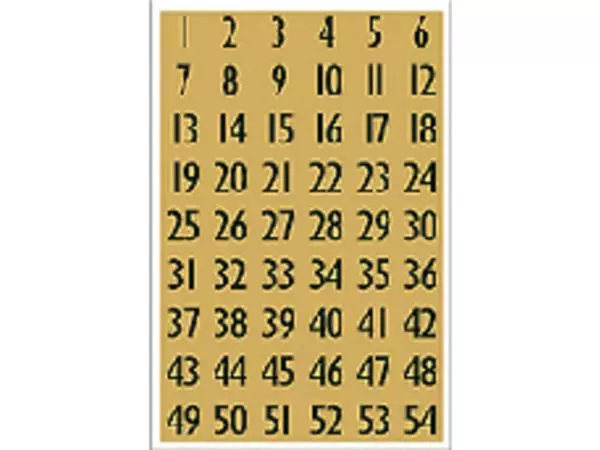 Een Etiket HERMA 4146 13x12mm getallen 0-9 zwart op goud koop je bij Van Hoye Kantoor BV