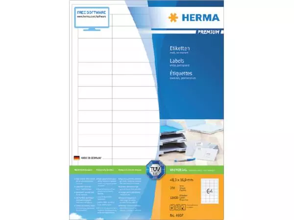 Een Etiket HERMA 4607 48.3x16.9mm premium wit 12800stuks koop je bij NiceSupplies.nl