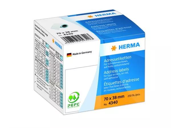 Een Etiket HERMA adres 4340 70x38mm op rol wit 250stuks koop je bij L&N Partners voor Partners B.V.