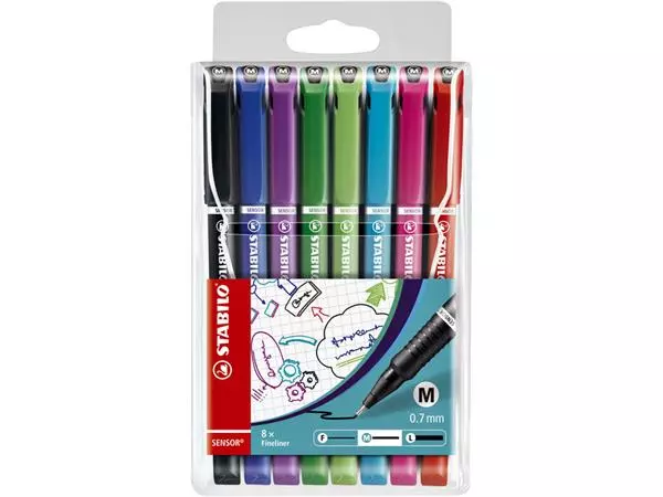 Een Fineliner STABILO Sensor 187/8 medium assorti etui à 8 stuks koop je bij MV Kantoortechniek B.V.