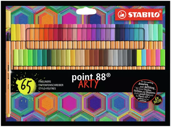 Een Fineliner STABILO point 88/65 Arty fijn assorti set à 65 stuks koop je bij Van Hoye Kantoor BV