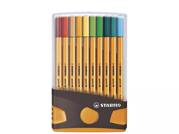 Een Fineliner STABILO point 88/20 ColorParade rollerset antraciet/oranje fijn assorti etui à 20 stuks koop je bij EconOffice