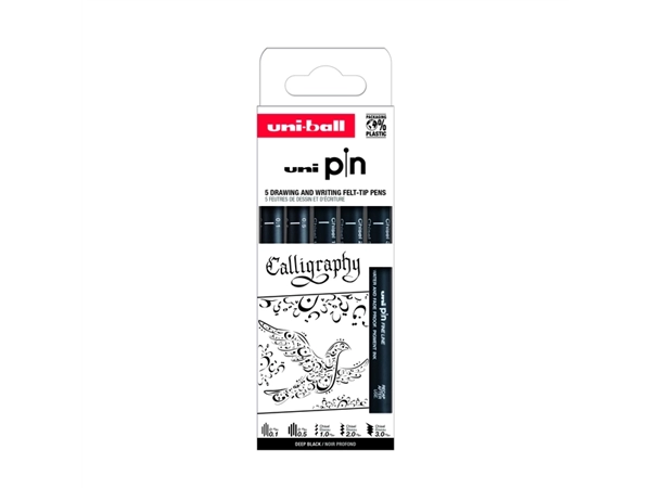 Buy your Fineliner Uni-ball Pin Calligraphie set à 5 stuks assorti at QuickOffice BV