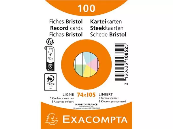 Een Flashcard Exacompta 74x105mm lijn 5 kleuren koop je bij KantoorProfi België BV