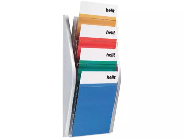 Een Folderhouder Helit wand 4xA4 zilver koop je bij EconOffice