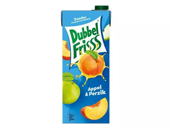 Een Fruitdrank DubbelFrisss appel perzik pak 1500ml koop je bij Van Leeuwen Boeken- en kantoorartikelen
