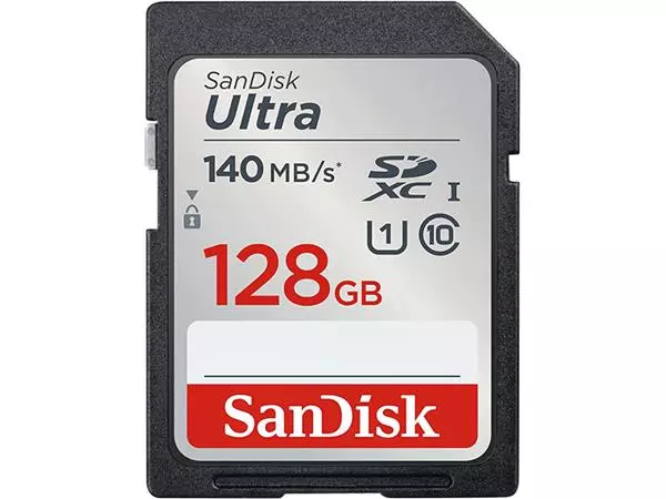 Een Geheugenkaart Sandisk SDXC Ultra 128GB (140mb/s C10 UHS-I) koop je bij EconOffice