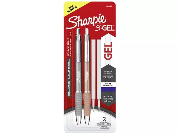 Een Gelschrijver Sharpie S-Gel Metal 0,7mm blister blauw + 2 vullingen koop je bij Goedkope Kantoorbenodigdheden