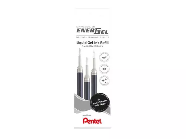 Een Gelschrijvervulling Pentel LR7 Energel medium zwart set à 3 stuks koop je bij EconOffice