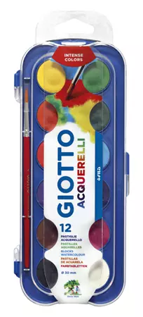 Een Gouache Giotto 30mm doos à 12 kleuren met penseel koop je bij QuickOffice BV