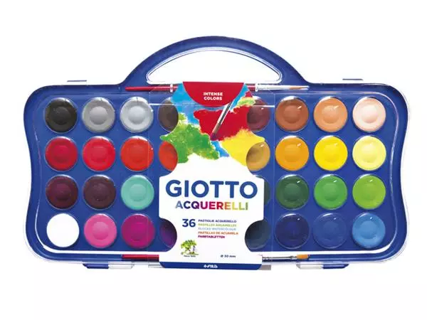 Een Gouache Giotto 30mm doos à 36 kleuren met 2 penselen koop je bij MV Kantoortechniek B.V.