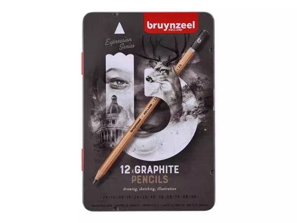 Een Grafietpotloden Bruynzeel Expression blik 12 stuks koop je bij Van Leeuwen Boeken- en kantoorartikelen